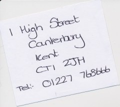 Address and phone number for "Mr Simms"