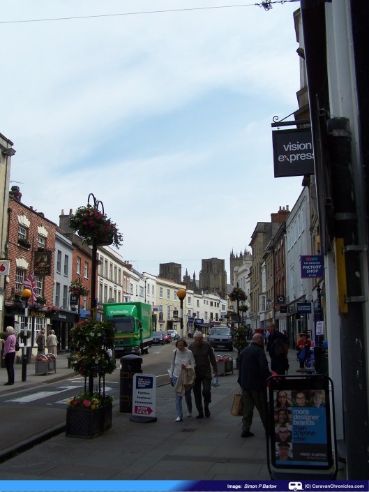 The main shopping street looking towards the Cathedral.