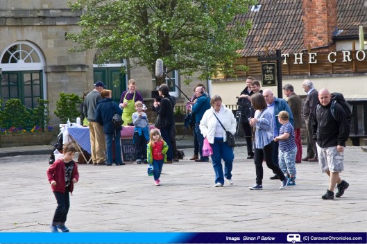 Tom Heap filming for BBC's "Countryfile" program in the market square