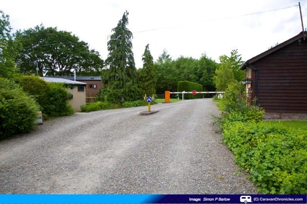 When approaching the barrier, give yourself some room. It's a bit tight for long units to pass the keypad due to a slight bend.