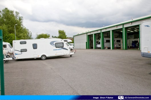 Caravans ready to go in to the service bays...