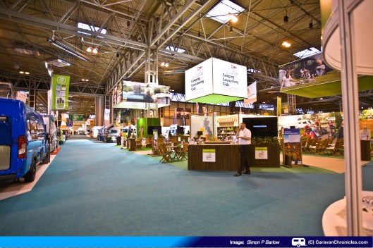 Everyone on The Camping & Caravan Club stand getting ready for the doors to open
