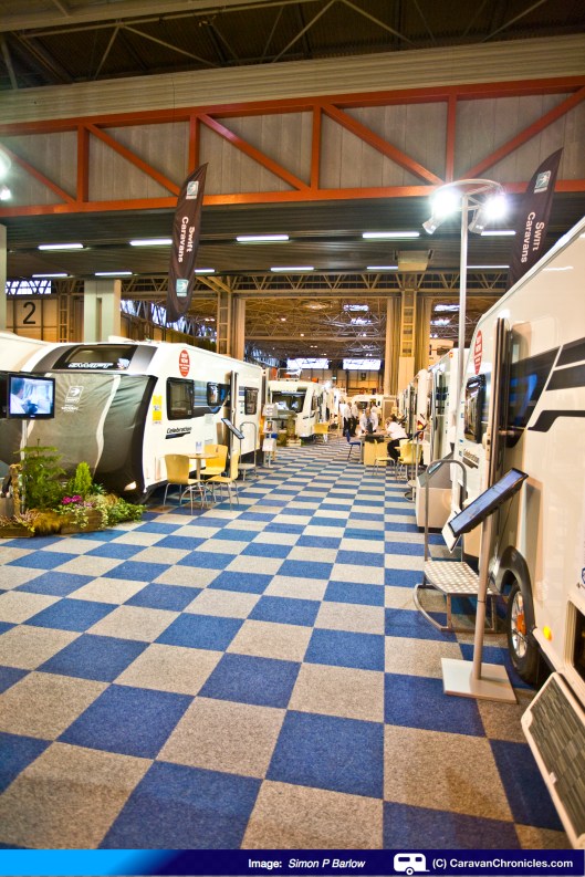All quiet on the mahoosive Glossop Caravan stand... until the doors open that is 