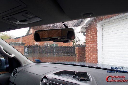 From the driving position very little of the front camera can be seen.