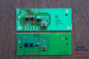 The old circuit board top, with the new one below.